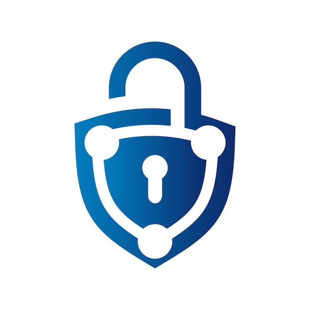 Combination icon blue lock and shield