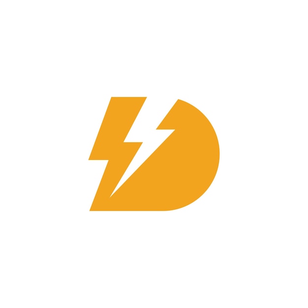 Combination of initial letter d with lightning thunder symbol vector logo template