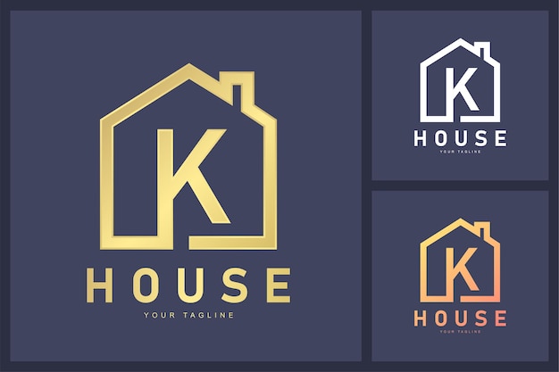 Vector combination of letter k logo and house symbol.