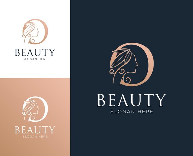 Combinazione di lettera o con elementi di bellezza donna logo design illustrazione vettoriale