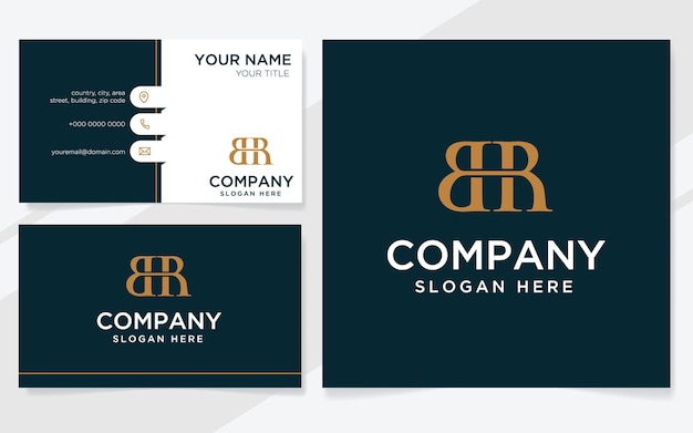 Combination of letters B and R logo suitable for company with business card template