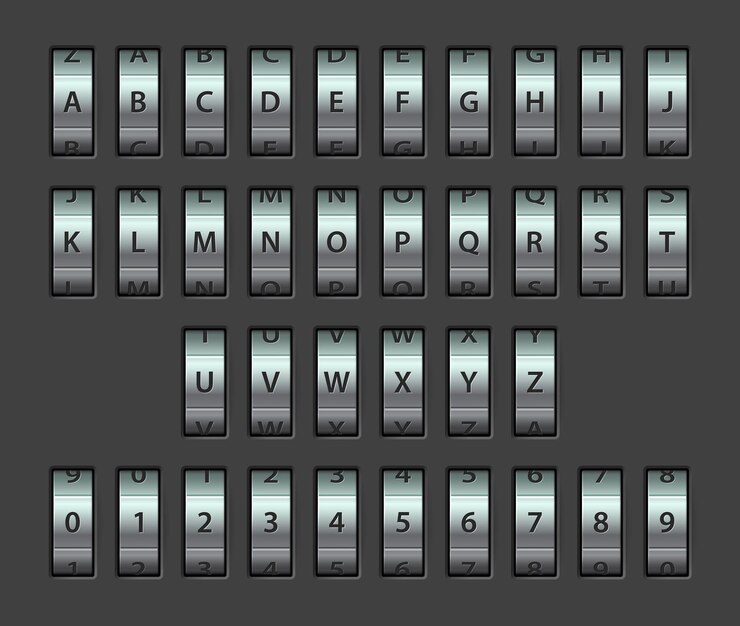 Vector combination lock font