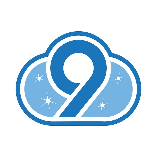 Combination of Number 9 in Cloud Shape