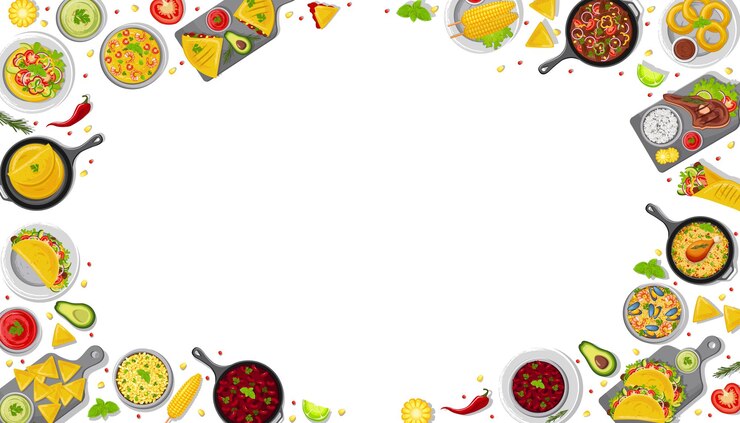 Vector a combination of traditional mexican dishes on the table top view