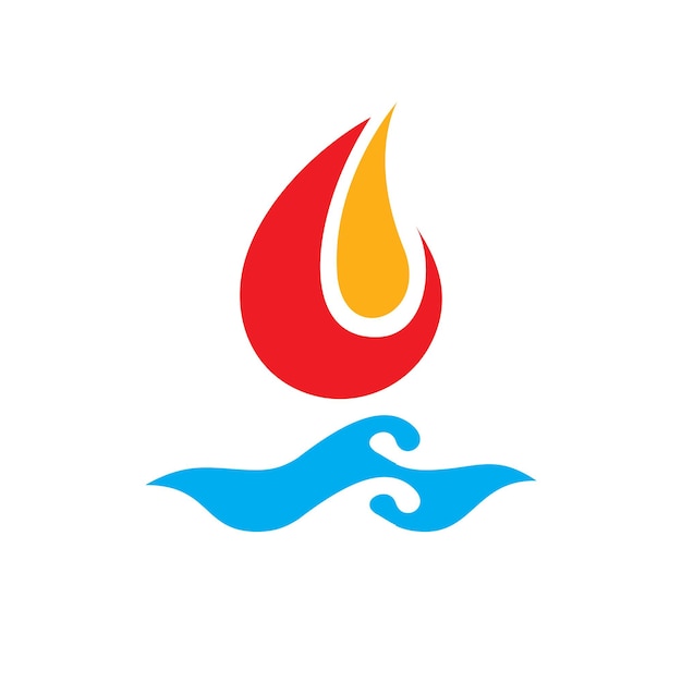 Сочетание элементов воды и огня абстрактный логотип, сила природы.