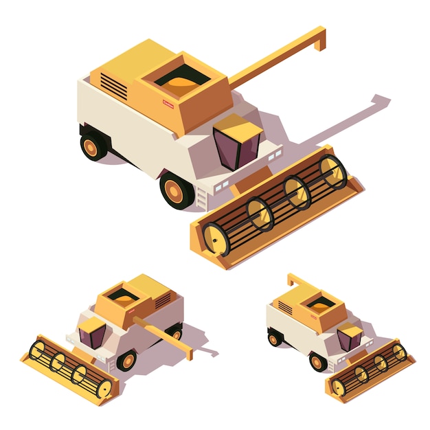 Combine harvester icon set