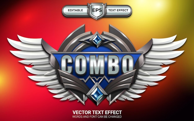 Combo game badge with editable text effect