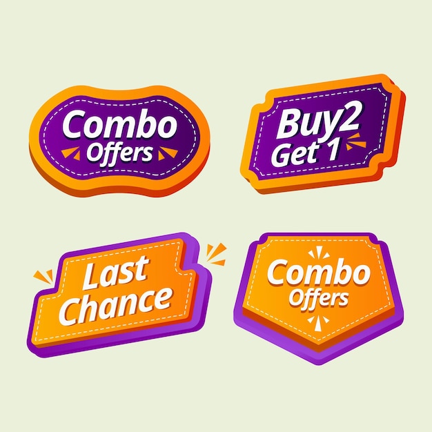 Combo meals labels set