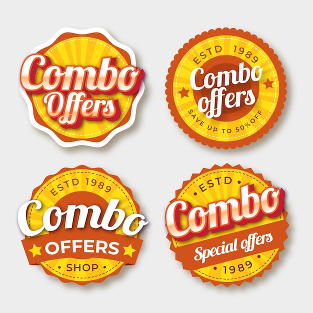 Vector combo offers labels set