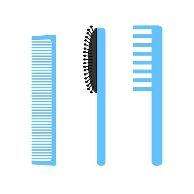 Combs and hairbrush isolated on white background Flat stylist's hairdresser's accessories