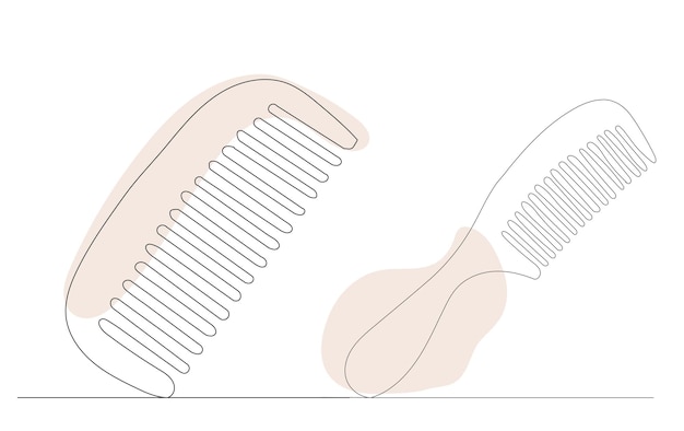 Combs one continuous line drawing sketch isolated vector