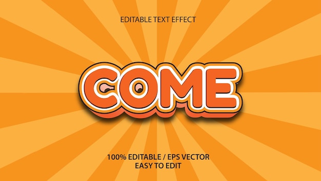 Come 3d text effect editable premium vector