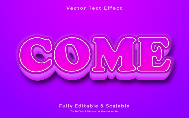 Vector come 3d text effect template