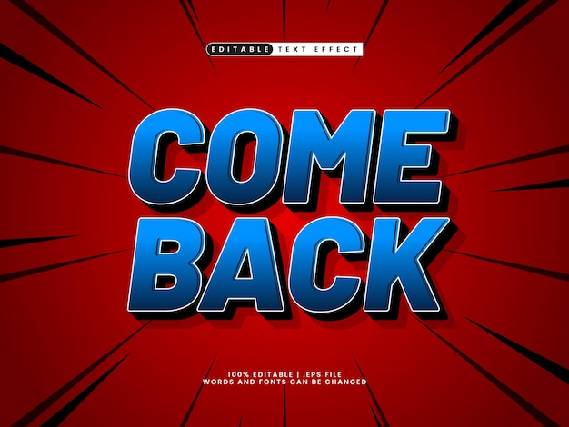 come back editable text effect