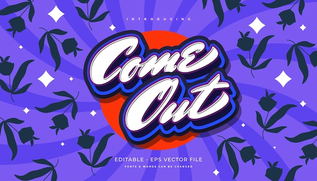 Come out text in colorful retro cartoon style editable text effect