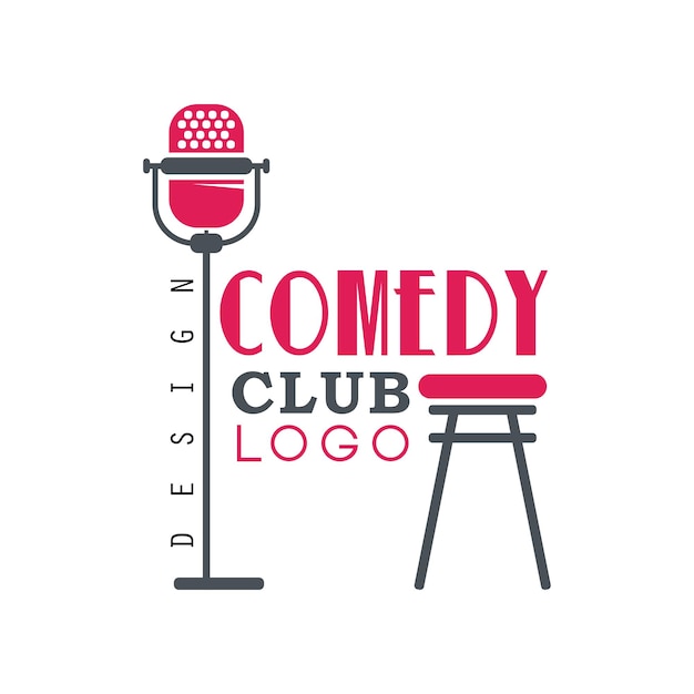 Comedy club logo ontwerp met retro microfoon vector illustratie geïsoleerd op een witte achtergrond