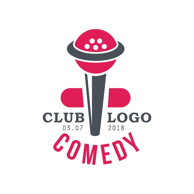 Comedy club logo poster met datum vector illustratie geïsoleerd op een witte achtergrond