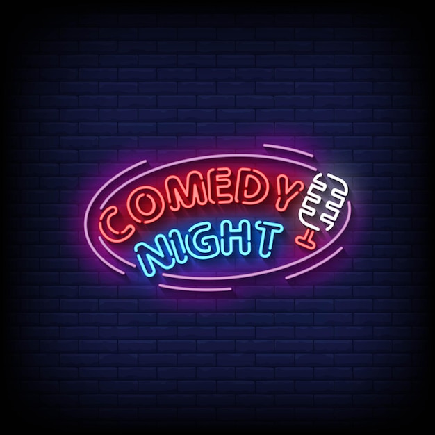 Vector comedy night neon signs style text vector