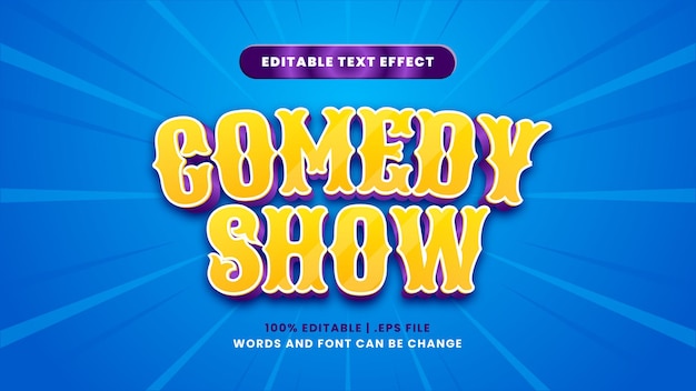 Comedy show editable text effect in modern 3d style