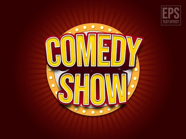 Vector comedy show text effect editable template with gold and red color