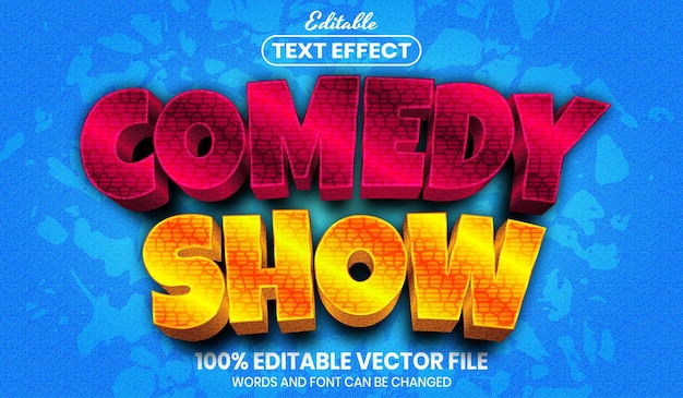 Vector comedy show text, font style editable text effect