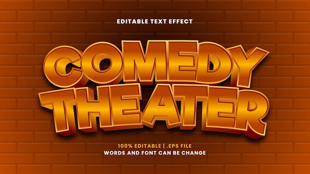 Comedy theater bewerkbaar teksteffect in moderne 3d-stijl