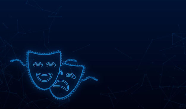 Comedy and tragedy theatrical masks. vector stock illustration