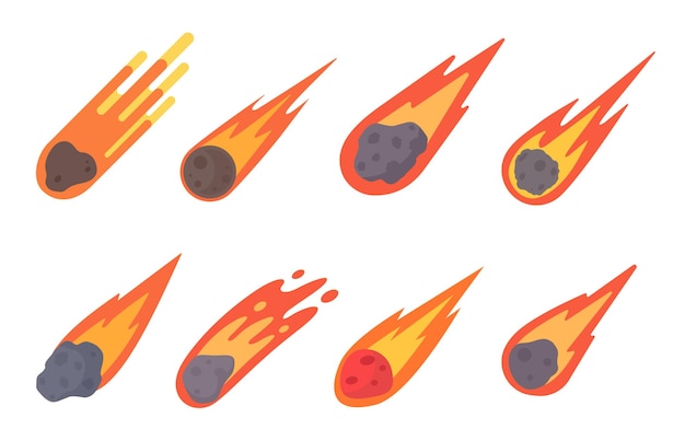 혜성 만화 운석이 지구에 떨어져 불꽃이 튀었다