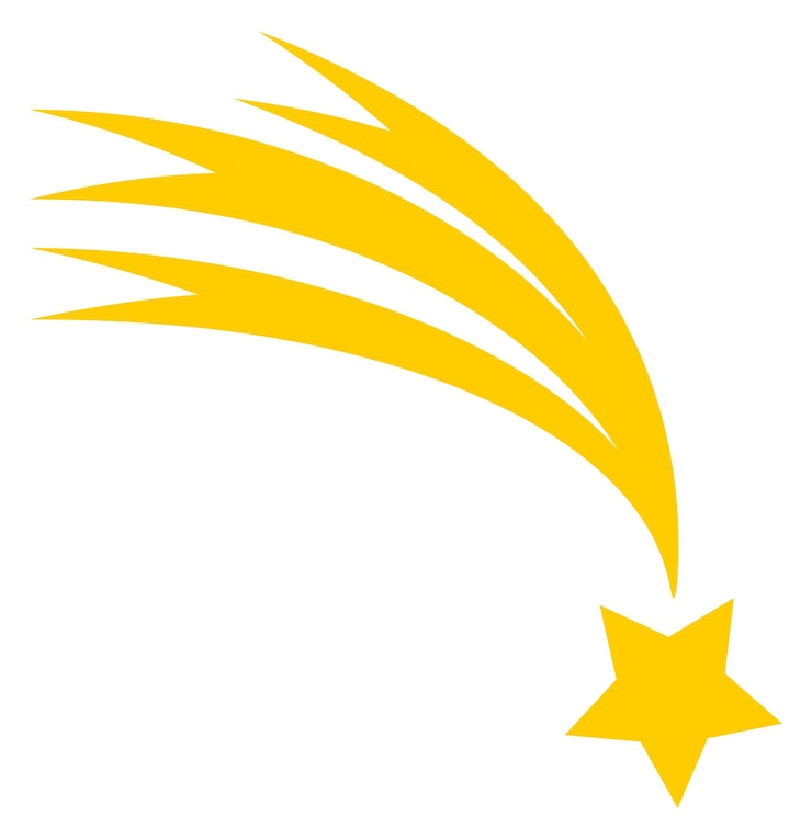 Vector comet color icon yellow shooting star symbol isolated on white background