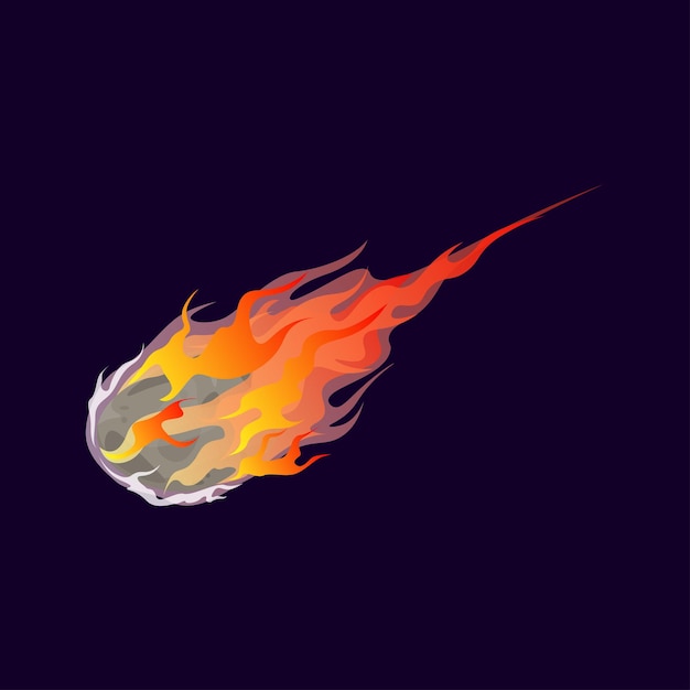 Vector comet with a flame tail