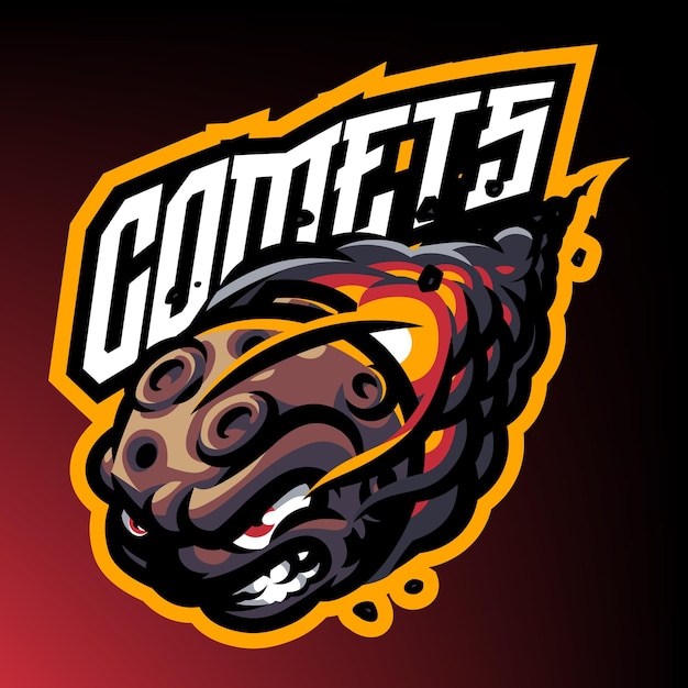 Vector comets mascot logo template isolated on the black background