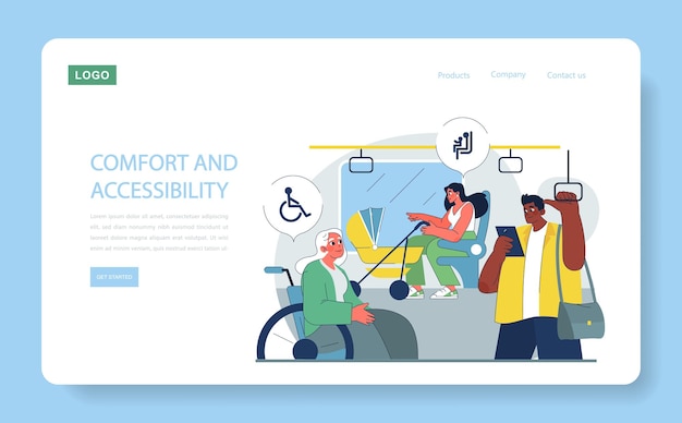 Comfort- en toegankelijkheidsconcept diverse passagiers met behulp van inclusieve functies van het openbaar vervoer