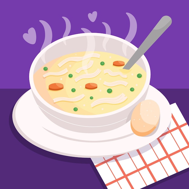 Vector comfort food concept with soup