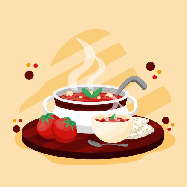 Vector comfort food concept with tomato soup