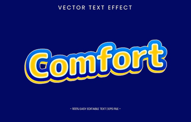 comfort text effect 3d looks blue yellow color