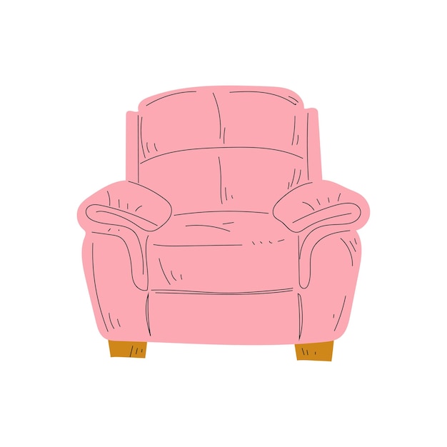 Comfortabele fauteuil Kussing meubels met roze bekleding Interieurontwerp Element Vector illustratie op witte achtergrond
