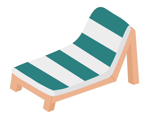 Comfortable lounge chair for sunbathing. Doodle flat clipart. All objects are repainted.