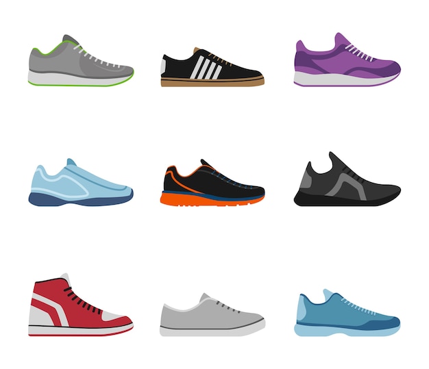 Vector comfortable shoe collection with sportswear sneakers