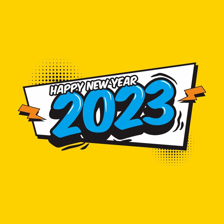 Vector comic 2023 new year typography