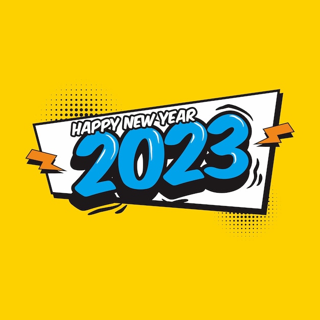 Comic 2023 nieuwjaar typografie