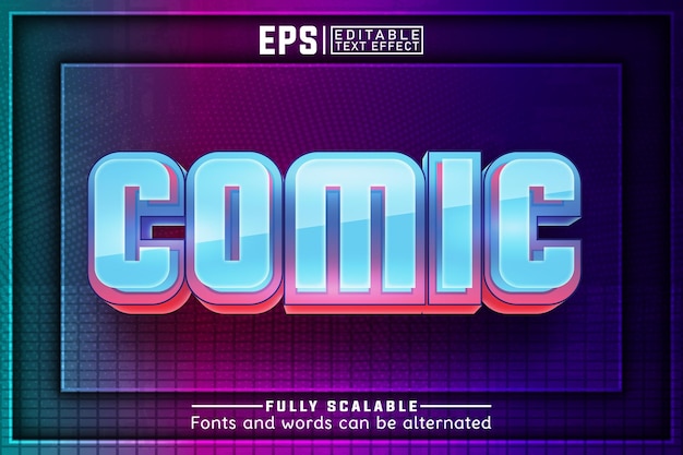 Vector comic 3d editable text effect