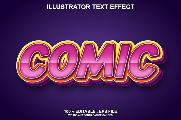 Vector comic 3d text effect editable