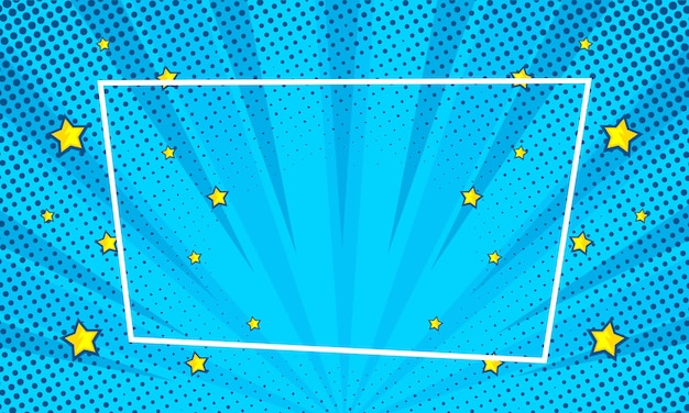 Comic abstract blue background with star illustration