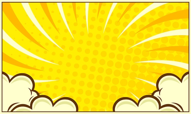 Comic abstract yellow background with cloud illustration