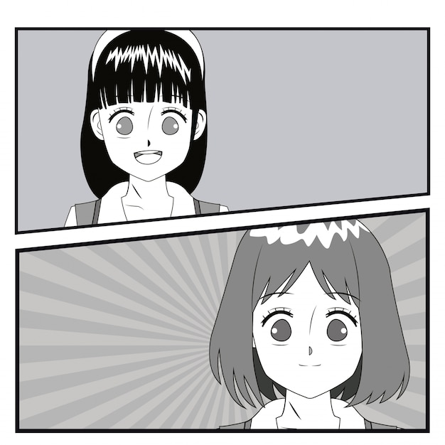 Comic anime girl vector 