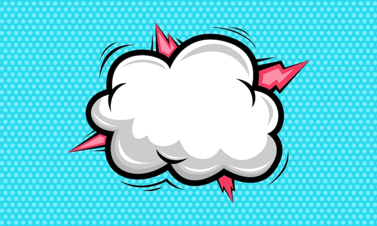 Vector comic background with cloud and thunder