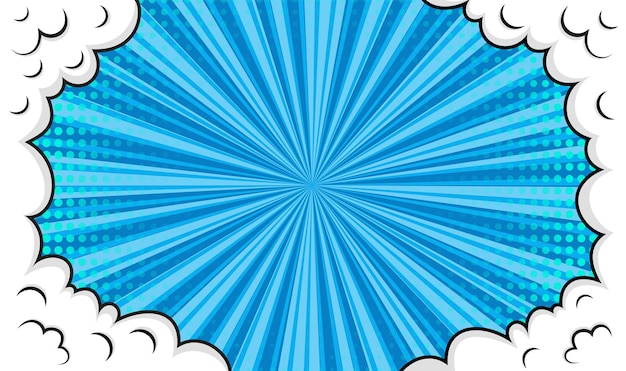 Comic background with clouds in pop art style. Vector illustration.