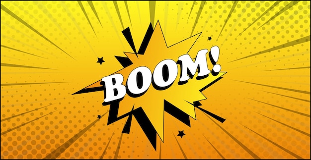 Comic belettering BOOM op witte achtergrond Vector