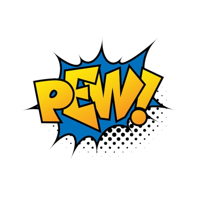 Comic belettering Pew Comic tekstballon met emotionele tekst Pew Vector heldere cartoon afbeelding
