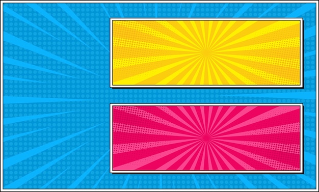 Vector comic blue background with blank panel page